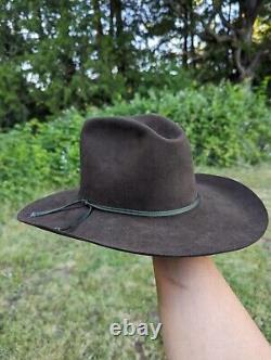 100% Pure Beaver Brown Cowboy Hat Vintage Size 7 100x