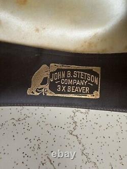 1960s Stetson 3x BEAVER OPEN ROAD Size 7 Hat Fedora Cowboy Western Hat Vtg 60s