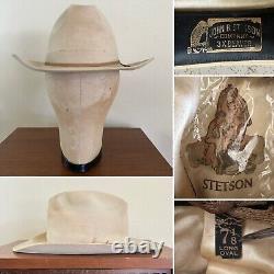 1960s Stetson 3x Beaver Rancher 7 1/8 LONG OVAL Cowboy Western Hat 60s Last Drop