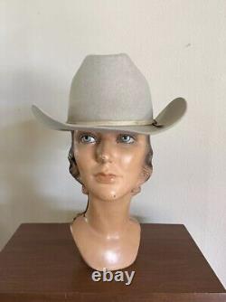 1980s Stetson Silverbelly 4x BEAVER 6 7/8 LONG OVAL Rancher Hat Cowboy Vtg 80s