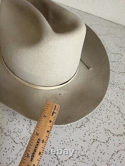 1980s Stetson Silverbelly 4x BEAVER 6 7/8 LONG OVAL Rancher Hat Cowboy Vtg 80s