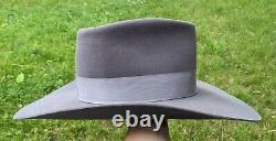 3X BEAVER Custom Vintage RESISTOL grey Western COWBOY FEDORA HAT fur felt 4