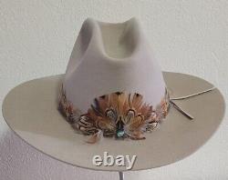 4x Beaver Hats Co Cowboy Hat 7 3/8 Feathers Hat band 14.5 Wide Adorned Quills