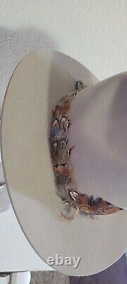 4x Beaver Hats Co Cowboy Hat 7 3/8 Feathers Hat band 14.5 Wide Adorned Quills