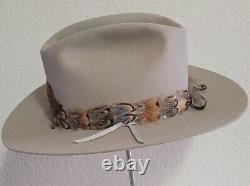 4x Beaver Hats Co Cowboy Hat 7 3/8 Feathers Hat band 14.5 Wide Adorned Quills