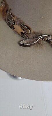 4x Beaver Hats Co Cowboy Hat 7 3/8 Feathers Hat band 14.5 Wide Adorned Quills