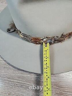 4x Beaver Hats Co Cowboy Hat 7 3/8 Feathers Hat band 14.5 Wide Adorned Quills