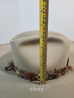 4x Beaver Hats Co Cowboy Hat 7 3/8 Feathers Hat band 14.5 Wide Adorned Quills