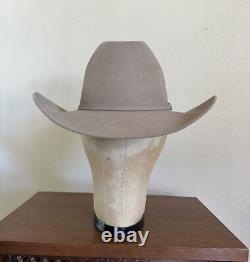 90s BAILEY PRO 5x BEAVER 7 3/8 Taupe Hat with BOX Western Cowboy Ranch Rodeo Vtg