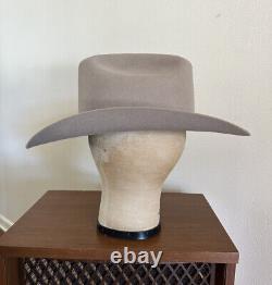 90s BAILEY PRO 5x BEAVER 7 3/8 Taupe Hat with BOX Western Cowboy Ranch Rodeo Vtg