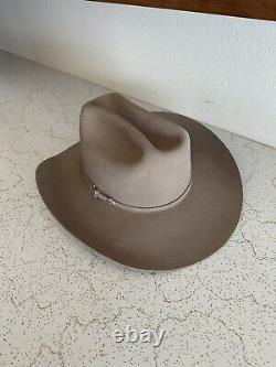 90s BAILEY PRO 5x BEAVER 7 3/8 Taupe Hat with BOX Western Cowboy Ranch Rodeo Vtg