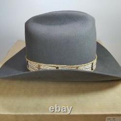 Adam A 101 Corral 5X Beaver Gunmetal Gray Woven Band Feather Western Cowboy Hat