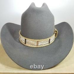 Adam A 101 Corral 5X Beaver Gunmetal Gray Woven Band Feather Western Cowboy Hat