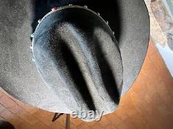 Antique JB Stetson 5X Beaver Cowboy Turquoise Black 7 Long Oval Real Cowboys Hat
