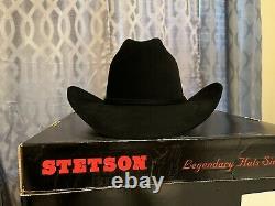 Authentic Stetson Cowboy Western Fur Felt Hat 100X El Presidente Black Color