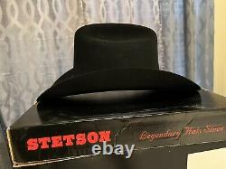 Authentic Stetson Cowboy Western Fur Felt Hat 100X El Presidente Black Color