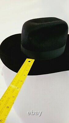 BELMONTI Castela Handmade Elegant Black Felt Western Dress Hat Size 53 US-6 5/8