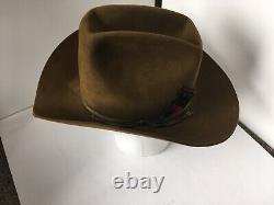 Bailey Hand Creased 5X Felt Beaver Cowboy Hat 6 7/8 Texas Made Feather Accent