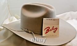 Bailey Hazer 5X Beaver Western Hat Sz. 6 7/8, 4 1/8 Brim 5 Crown withBox Gray