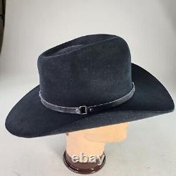 Beaver Brand Cowboy Hat 5X Fur Felt Size 7 1/4 Black Leather Sweat Western Hats