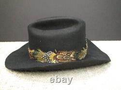 Beaver Brand Cowboy Hat Men Size 7 Black Vintage Western 8X Felt Feather Band