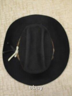 Beaver Brand Cowboy Hat Men Size 7 Black Vintage Western 8X Felt Feather Band