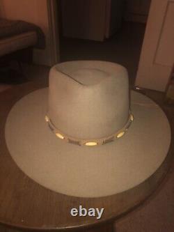 Beaver Brand Genuine Fur Felt 5x Leather Sweat Cowboy Hat Size 6 7/8