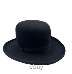 Beaver Brand Hat Bowler Derby Cowboy Black Round Dome 5X Sz 7 1/8 Vintage