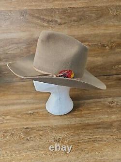 Beaver Hats Co. Brand 5X Quality Custom Made Brown Cowboy Feathers Size 7-3/8