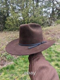 Brown Resistol 3x Beaver Vintage Cowboy Hat Hand Creased 60s