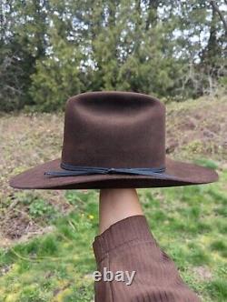 Brown Resistol 3x Beaver Vintage Cowboy Hat Hand Creased 60s