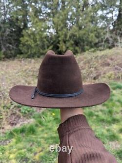 Brown Resistol 3x Beaver Vintage Cowboy Hat Hand Creased 60s