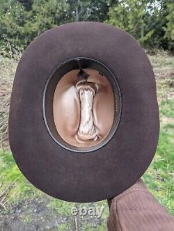 Brown Resistol 3x Beaver Vintage Cowboy Hat Hand Creased 60s