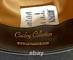 Cavender's 6X Beaver Cowboy Collection Hat Size 7-1/8 57 Black Fedora Rodeo VGC