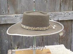 Cowboy, Buckaroo, hat, Handmade, 7 3/8, Brown 10X Beaver, New, SASS