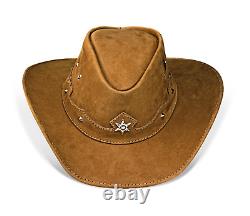 Cowboy Hat Western Beaver Nobuck Leather for Mens and Womens Starry