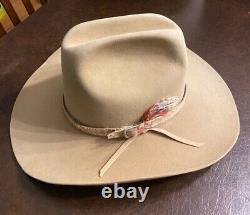 Cowboy hat 4x xxxx beaver stetson resistol long oval texas 7.5 snake skin band