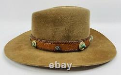 Custom Made Texas Hatters Beaver 100 Cowboy Hat withNavajo Turquoise Size 7 (22)