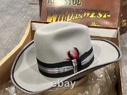 Dynafelt Lone Star Puma Grey Wool Felt Fur Men 7 Cowboy Hat Vntg Stagecoach Box