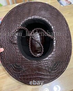 Genuine Crocodile Cowboy Hat Double Sides Skin Authentic Crocodile Skin