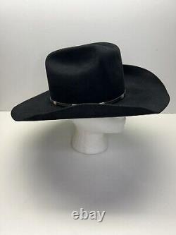 George Strait Resistol Western Cowboy Hat Black Felt VTG Size 7 Long 4X Beaver