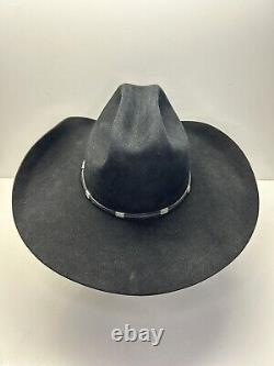 George Strait Resistol Western Cowboy Hat Black Felt VTG Size 7 Long 4X Beaver