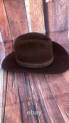 JOHN B STETSON 3X BEAVER BROWN WESTERN HAT SIZE 7 1/4 COWBOY Hat