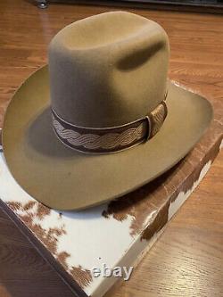 John B. STETSON ^^3X BEAVER^^ Cowboy Hat Size 7 5/8 Sand Color Great Hatband