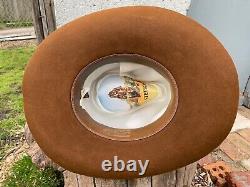 John B STETSON Cowboy Hat 4X Bever Chestnut Brown color sz 54 6 3/4 as is box