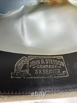 John B Stetson 3X Beaver Cowboy Hat Size 7 1/4 Light Brown XXX Very Good