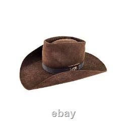 John B Stetson 3X Beaver Western Hat Size 7 Brown Vintage Cowboy Triangle Crown