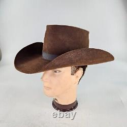 John B Stetson 3X Beaver Western Hat Size 7 Brown Vintage Cowboy Triangle Crown