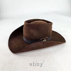 John B Stetson 3X Beaver Western Hat Size 7 Brown Vintage Cowboy Triangle Crown