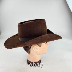 John B Stetson 3X Beaver Western Hat Size 7 Brown Vintage Cowboy Triangle Crown